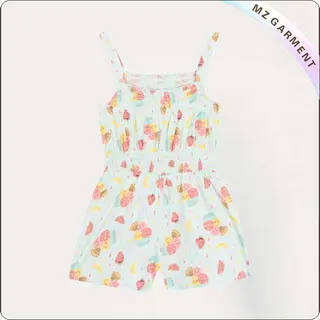 Girls Light Green Ice Cream Print Playsuit
